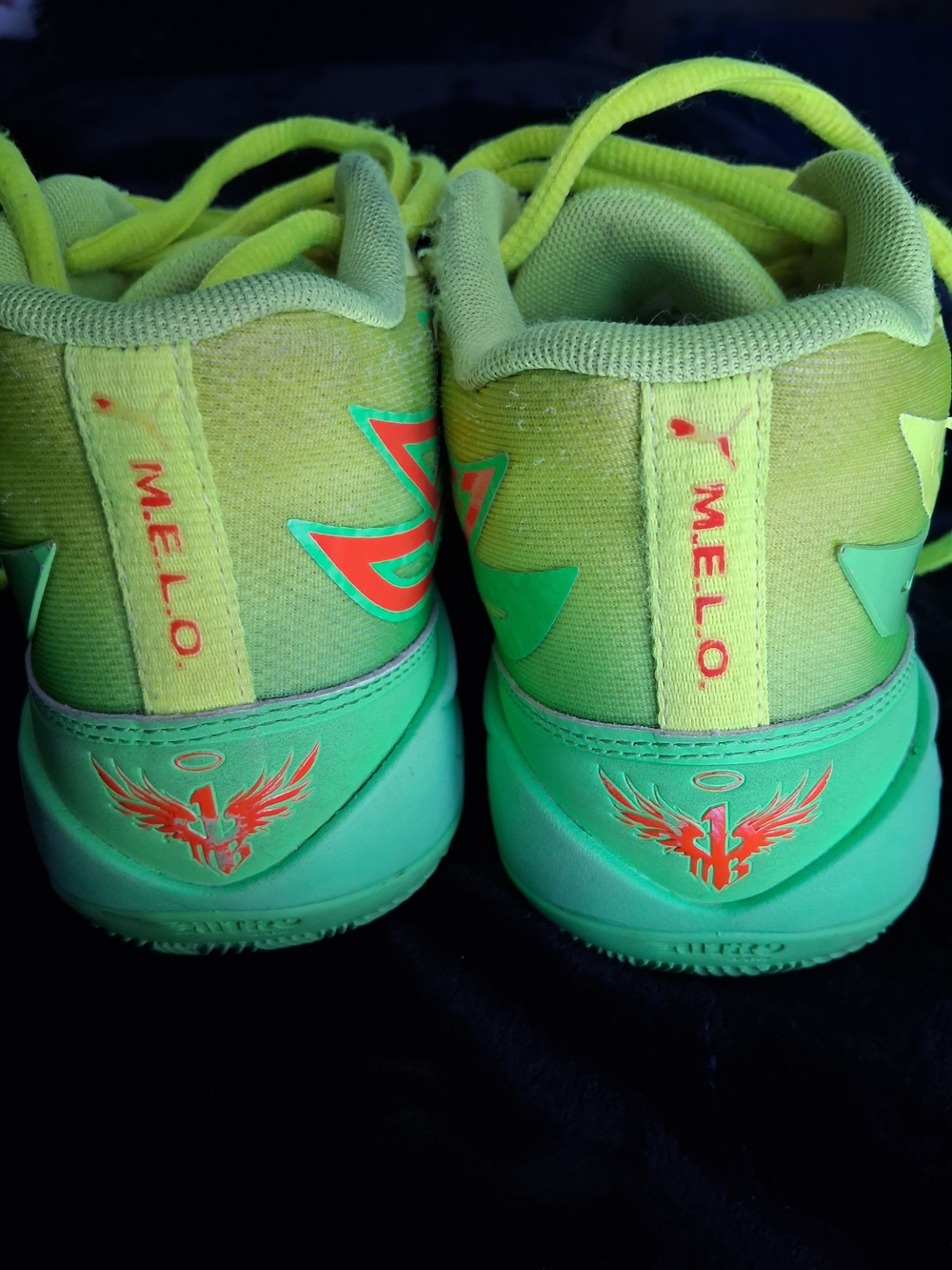 Puma Kids Green Melo Sneakers with Orange Accents